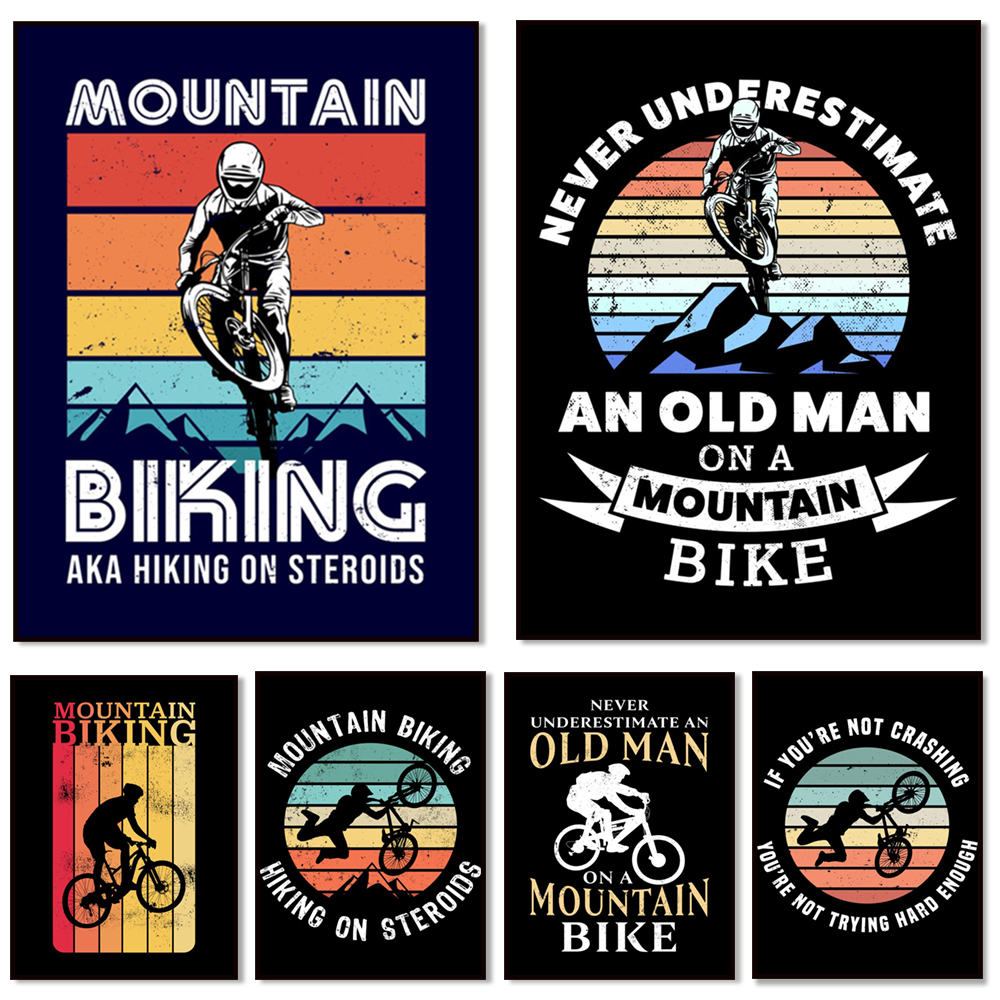 Mountain Biking Pictures - Go Mountain Bike Print Canvas Painting