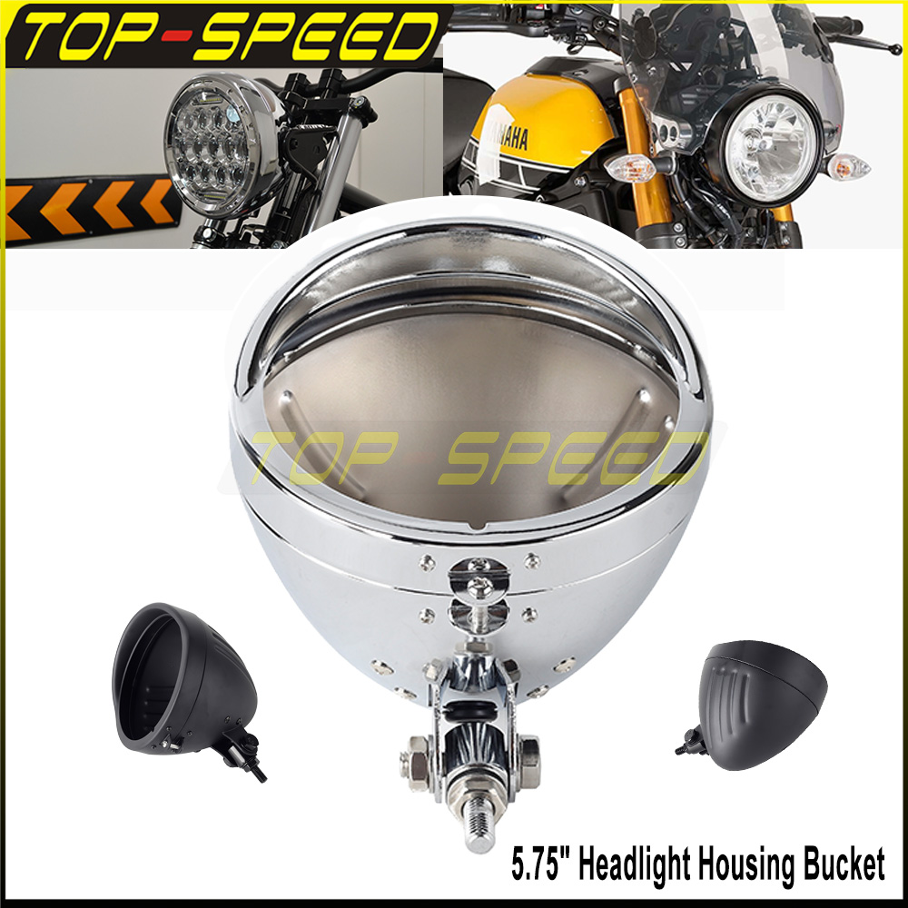 Mountain Biking With Dog - Black/Chrome Motorcycle Headlamp Housing Light Shell