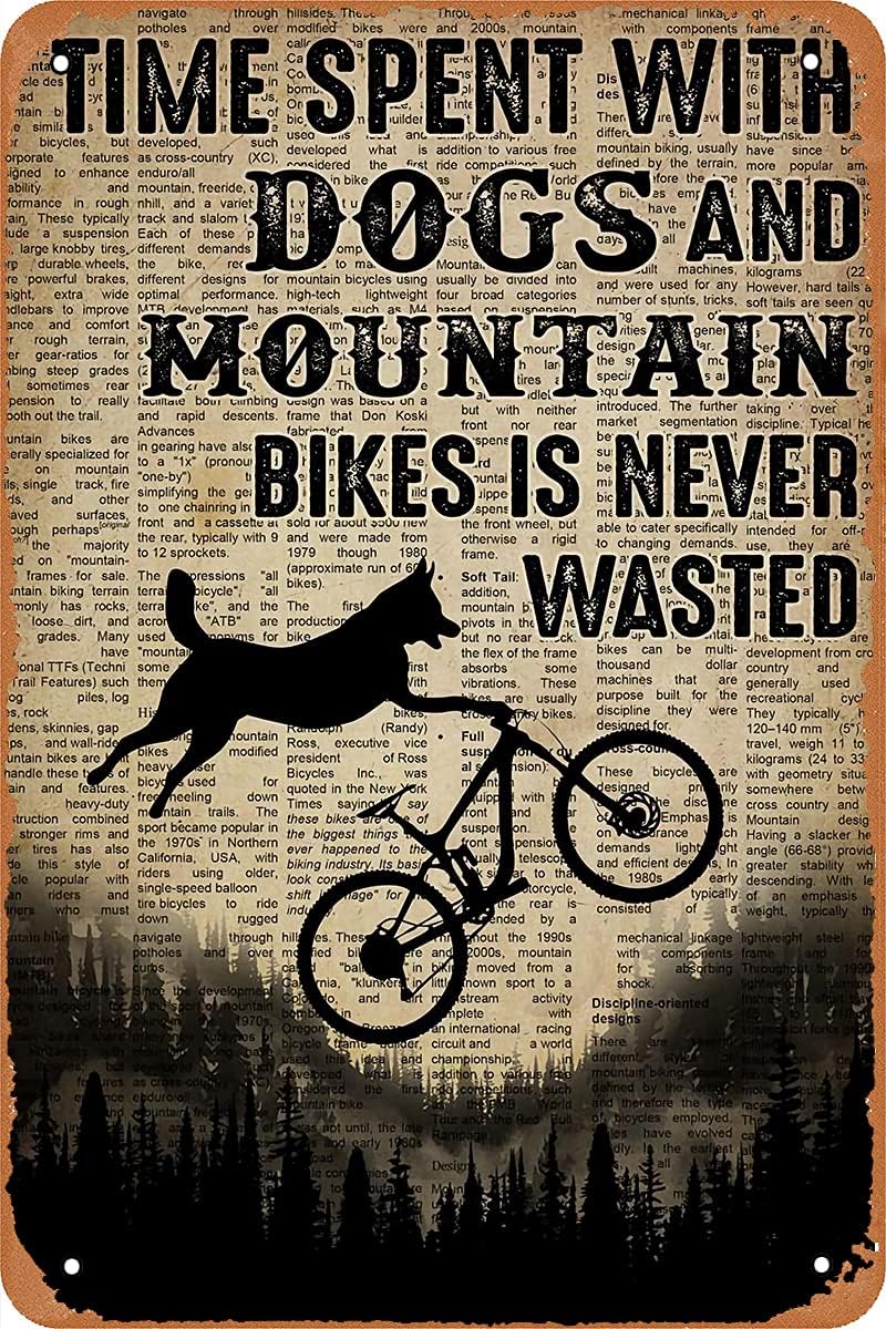 Metal Vintage Tin Sign Decor T - Mountain Biking With Dog recensione e prezzo
